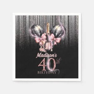 Personalized 40th Birthday Luxury champagne Napkins