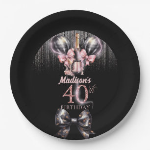 Personalized 40th Birthday Luxury champagne Paper Plates