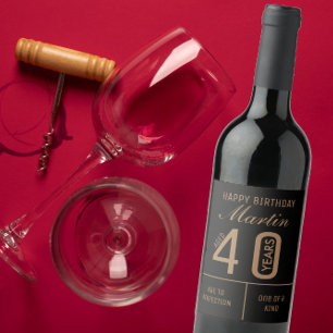 Personalized 40th Birthday milestone years Wine Label
