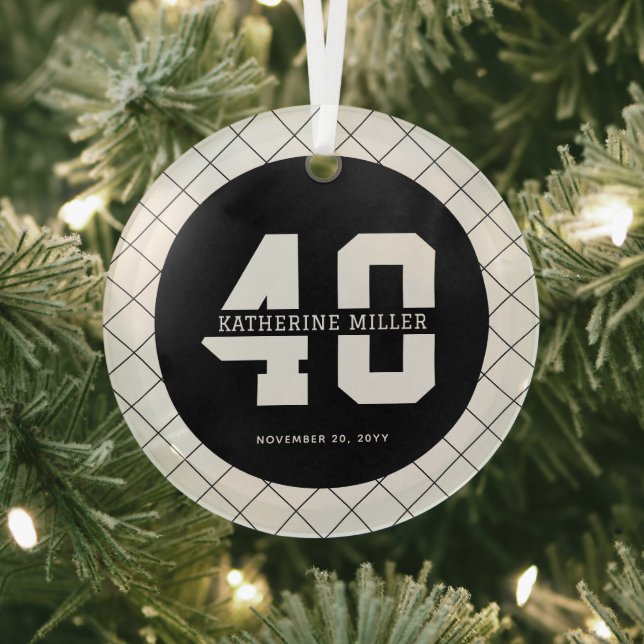 Personalized 40th Birthday Modern and Elegant   Glass Ornament (Insitu)