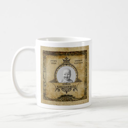 Personalized 40th Birthday Name Year Photo Vintage Coffee Mug