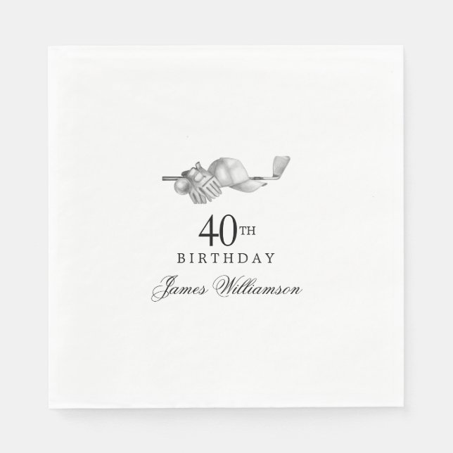 Personalized 40th Birthday Party Golf Theme Napkins (Front)