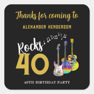 Personalized 40th Birthday Party Thank You Square Sticker
