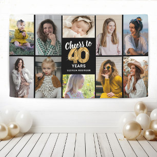 Personalized 40th Birthday Photo Collage Banner