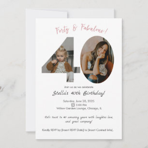 Personalized 40th Birthday Photo Invitation