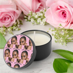 Personalized 40th birthday photo mini candle favors