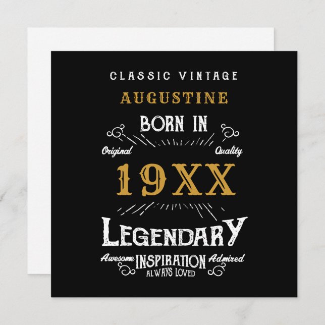Personalized 40th Birthday Retro Black Gold Card (Front/Back)