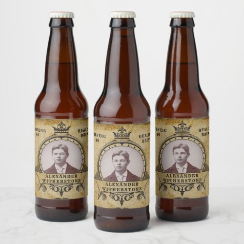 Personalized 40th Birthday Vintage Photo Template Beer Bottle Label