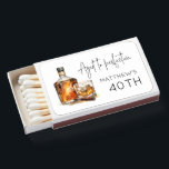 Personalized 40th Birthday Whiskey and Cigar Matchboxes<br><div class="desc">Celebrate a milestone birthday with our stylish and personalized 40th birthday matchbox favors. Featuring a classy whiskey bottle and cigar design, these matchboxes are perfect for adding a touch of sophistication to your event. Customized with the birthday honoree's name, they make a memorable keepsake for guests. Ideal for whiskey lovers...</div>