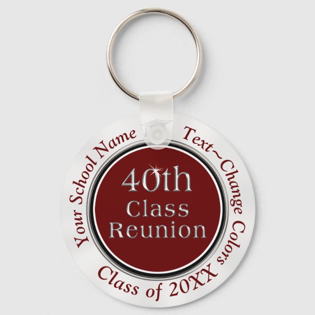 Personalized 40th Class Reunion Gifts, Your Colors Keychain (Front)