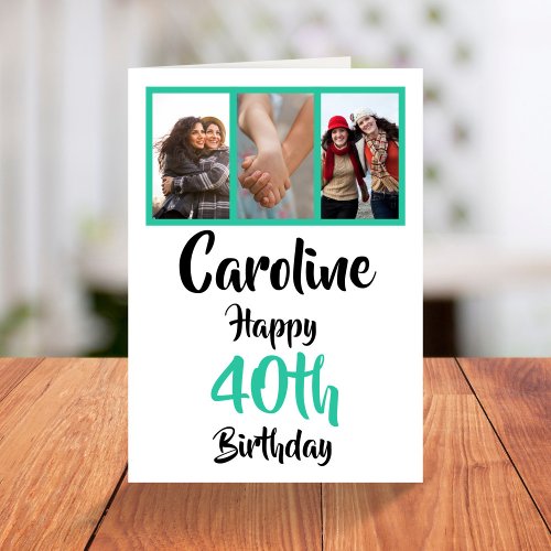 Personalized 40th happy birthday photo collage card