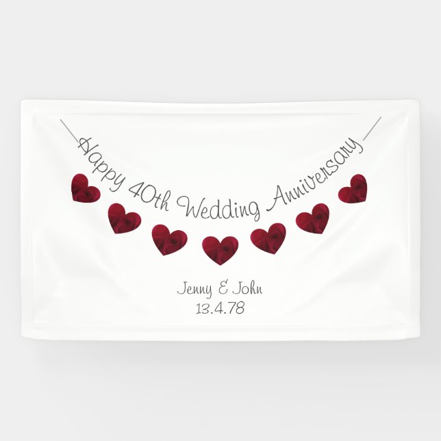 Personalized 40th Ruby Wedding Anniversary banner (Horizontal)