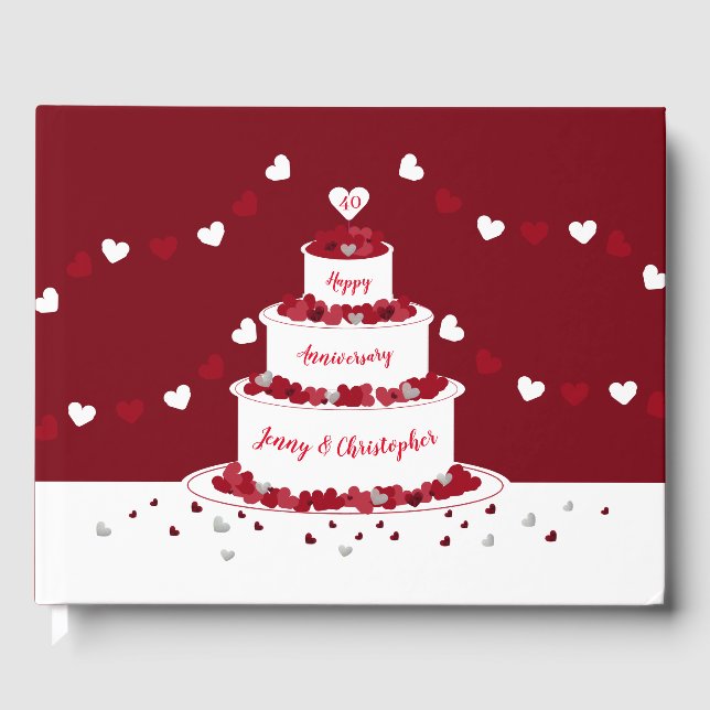 Personalized 40th Ruby Wedding Anniversary cake Guest Book (Front)