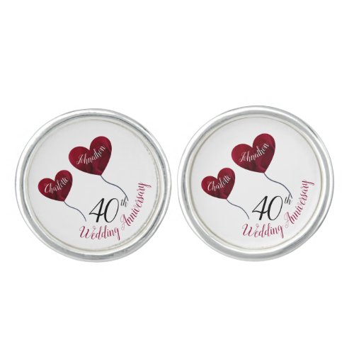 personalized 40th ruby wedding anniversary cufflinks
