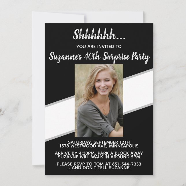 Personalized 40th Surprise Birthday Party Invite (Front)