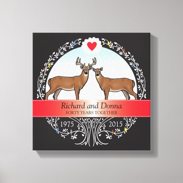 Personalized 40th Wedding Anniversary, Buck & Doe Canvas Print (Front)