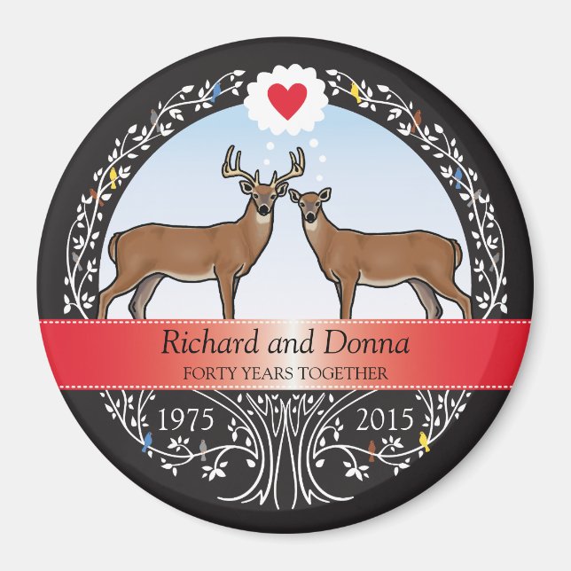 Personalized 40th Wedding Anniversary, Buck & Doe Magnet (Front)