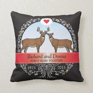 Personalized 40th Wedding Anniversary, Buck & Doe Throw Pillow