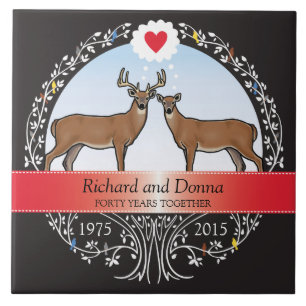 Personalized 40th Wedding Anniversary, Deer Tile