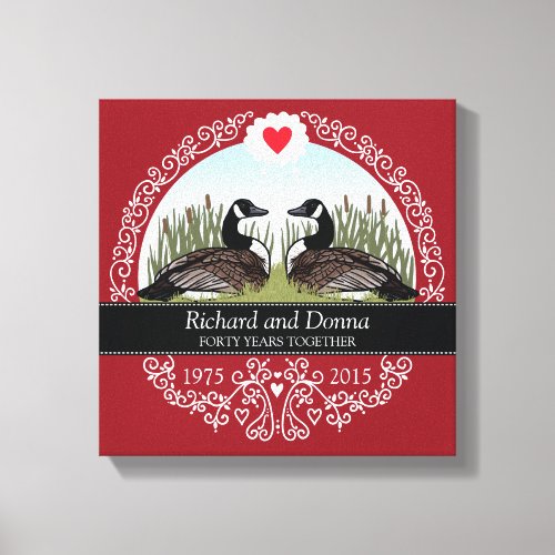 Personalized 40th Wedding Anniversary Geese Canvas Print