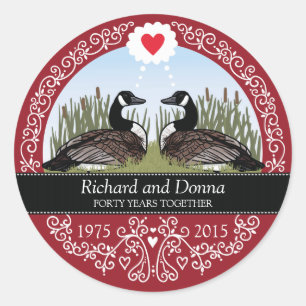 Personalized 40th Wedding Anniversary, Geese Classic Round Sticker