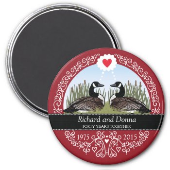 Personalized 40th Wedding Anniversary  Geese Magnet by DuchessOfWeedlawn at Zazzle
