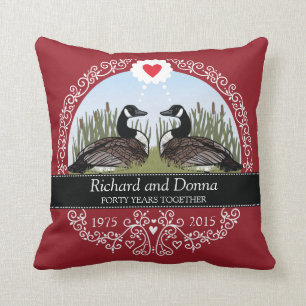 Personalized 40th Wedding Anniversary, Geese Throw Pillow