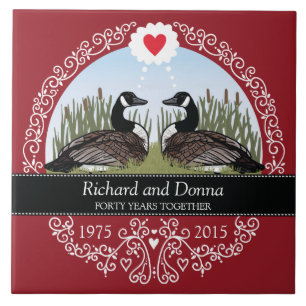 Personalized 40th Wedding Anniversary, Geese Tile