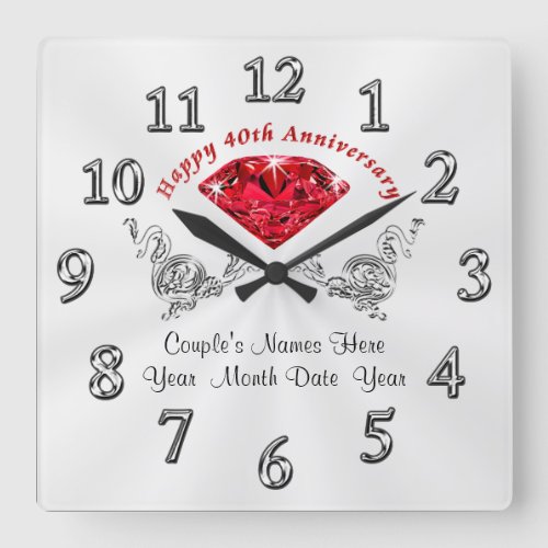 Personalized 40th Wedding Anniversary Gifts Clock