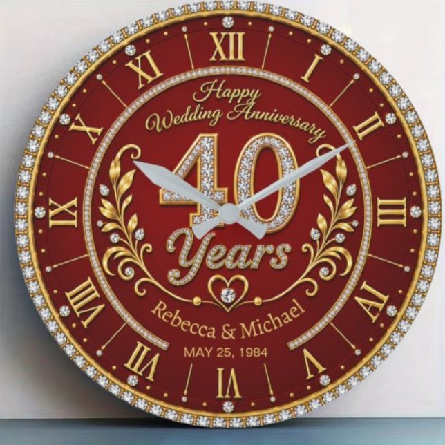 Personalized 40th Wedding Anniversary Large Clock (Creator Uploaded)