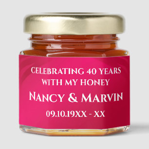 Personalized 40th Wedding Anniversary Party Favor Honey Jar Favors