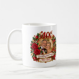 Personalized 40th Wedding Anniversary Photo Coffee Mug
