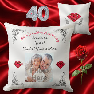 Personalized 40th Wedding Anniversary Present Throw Pillow