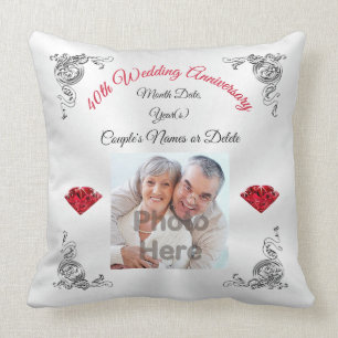 Personalized 40th Wedding Anniversary Present Throw Pillow