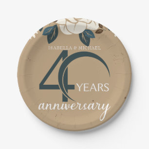 Personalized 40th Wedding Anniversary Rustic Paper Plates