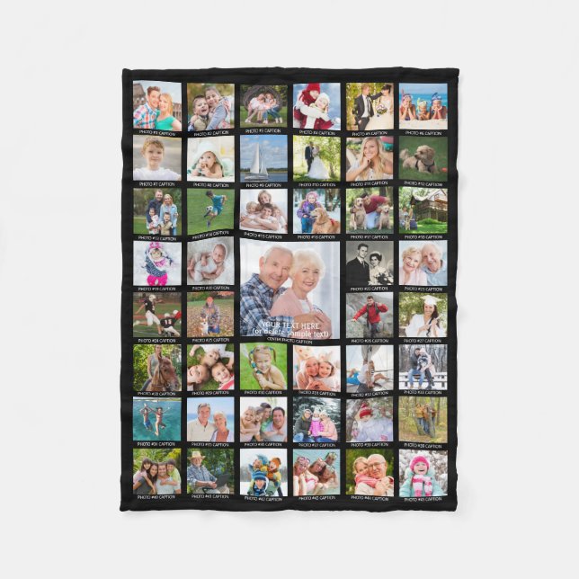 Personalized 45 Photo Collage Captions Your Color Fleece Blanket