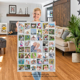 Personalized 45 Photo Collage Captions Your Color Fleece Blanket