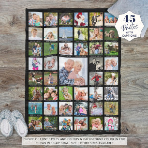 Personalized 45 Photo Collage Captions Your Color Fleece Blanket