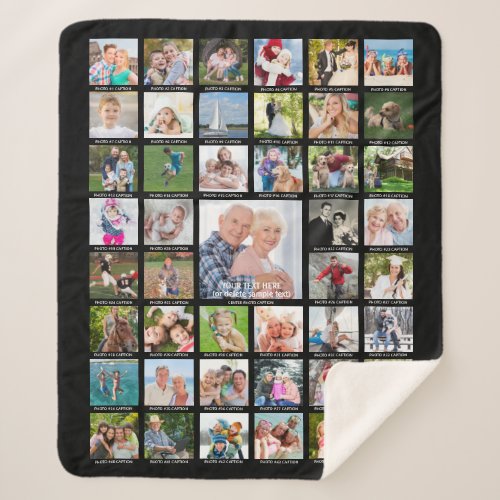 Personalized 45 Photo Collage Captions Your Color  Sherpa Blanket