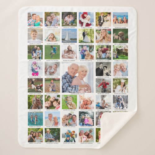 Personalized 45 Photo Collage Captions Your Color Sherpa Blanket