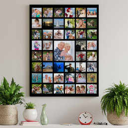 Personalized 45 Photo Collage Custom Color Poster