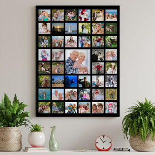 Personalized 45 Photo Collage Custom Color Poster