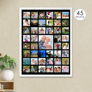 Personalized 45 Photo Collage Custom Color Poster