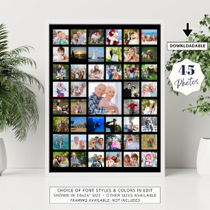 Personalized 45 Photo Collage Custom Color Poster
