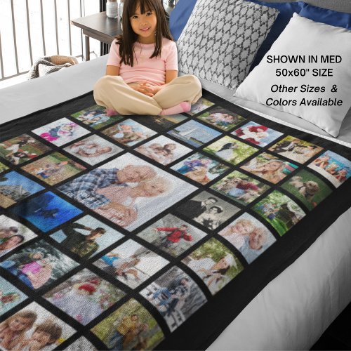 Personalized 45 Photo Collage Your Color Fleece Blanket