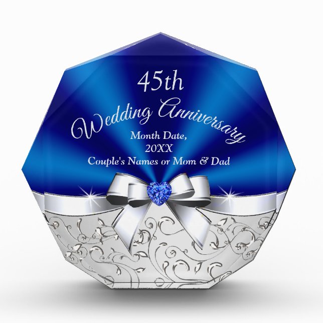 Personalized 45 Year Anniversary Gift for Parents, (Front)