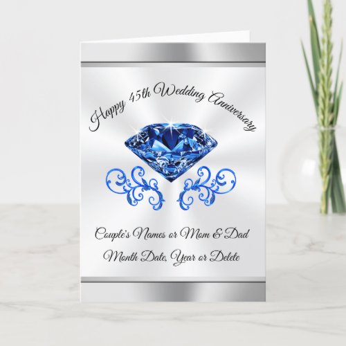 Personalized 45th Anniversary Cards Sapphire Card