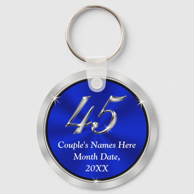 Personalized 45th Anniversary Favors, Keychains (Front)