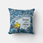 Personalized 45th Anniversary Sapphire Floral Bird Throw Pillow at Zazzle