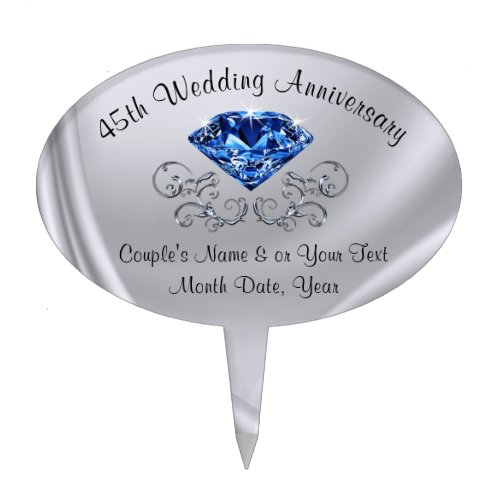 Personalized 45th Wedding Anniversary Cake Topper